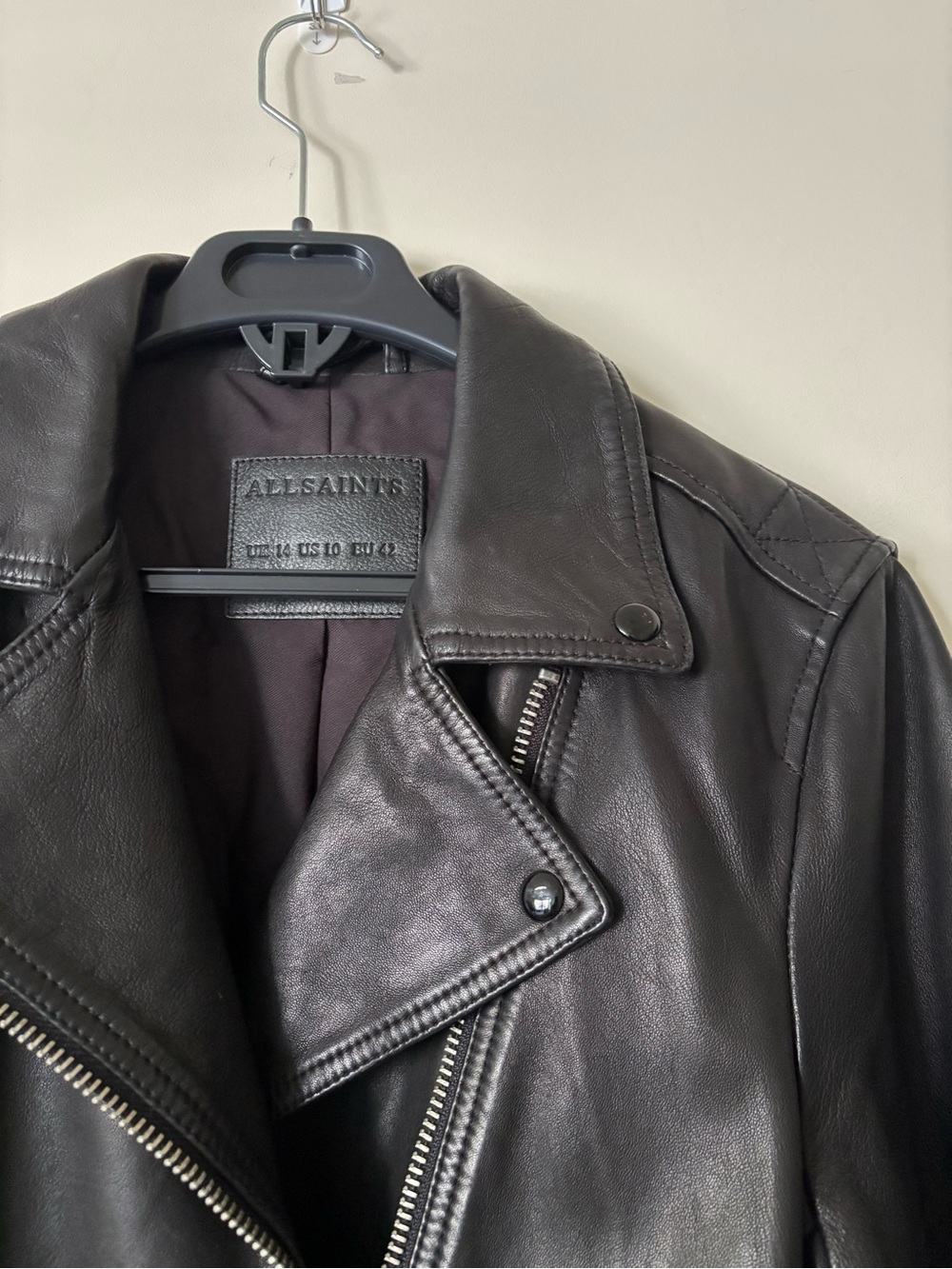 AllSaints Dalby Slim Fit Leather Biker Jacket - Black - Picture 2 of 7